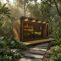Pavillon de sauna en bois massif pour jardin, avec salle de sauna intégrée, pour la détente à domicile