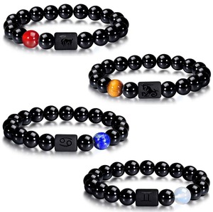 Pulseras de Cuentas de Ágata Negra de 8 mm y Piedra de Ojo de Tigre Amarillo al Por Mayor para Hombres y Mujeres, Cadenas de Mano Elásticas para Parejas - Product Image 3