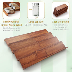 Wholesale Factory OEM/ODM Glass <b>Spice</b> <b>Jar</b> <b>Rack</b> Acacia Wood Tray Drawer Kitchen <b>for</b> Countertop - Product Image 3