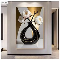 Moderne luxe abstrait or blanc Rose mur Art salon 3D fleur photo décor à la maison suspendu cristal porcelaine peinture