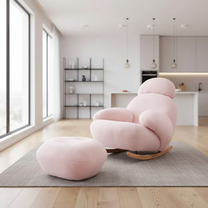 Nuevo Sillón de Diseño Nórdico de Lujo, Personalizado, de Tela, Estilo Casual, Color Rosa, Decorado, para Sala de Estar, Hogar, Sillón Individual Mecedor - Product Image 1