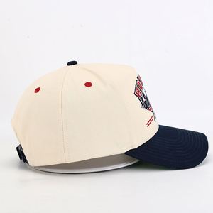 Casquette de baseball personnalisée pour hommes, 5 panneaux, bicolore, avec logo 3D brodé en relief, en coton structuré, style Dad Hat, pour la vente en gros - Product Image 4