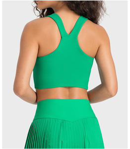 Prêt à expédier Logo personnalisé Sexy femmes col en V dos nageur sport rembourré haut soutien dames Gym Fitness course porter soutien-gorge Cro haut - Product Image 5