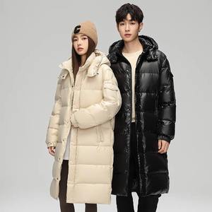 Chaqueta de Plumón Larga y Brillante de Lujo para Hombre y <span class=keywords><strong>Mujer</strong></span>, Chaqueta Acolchada Negra de Alta Calidad para Parejas, Abrigo de Invierno Cálido y Brillante, Nuevo - Product Image 3