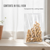 Sac transparent de qualité alimentaire à trois soudures latérales, fermeture hermétique robuste, tailles personnalisables