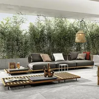 De alta calidad de corte transversal impermeable muebles de Patio al aire libre Jardín de madera de teca de ratán juego de sofá para exterior