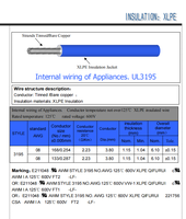 Câble multiconducteur homologué UL3195 AWG8 à conducteurs internes 125C 600V pour systèmes électriques aérospatiaux et avioniques