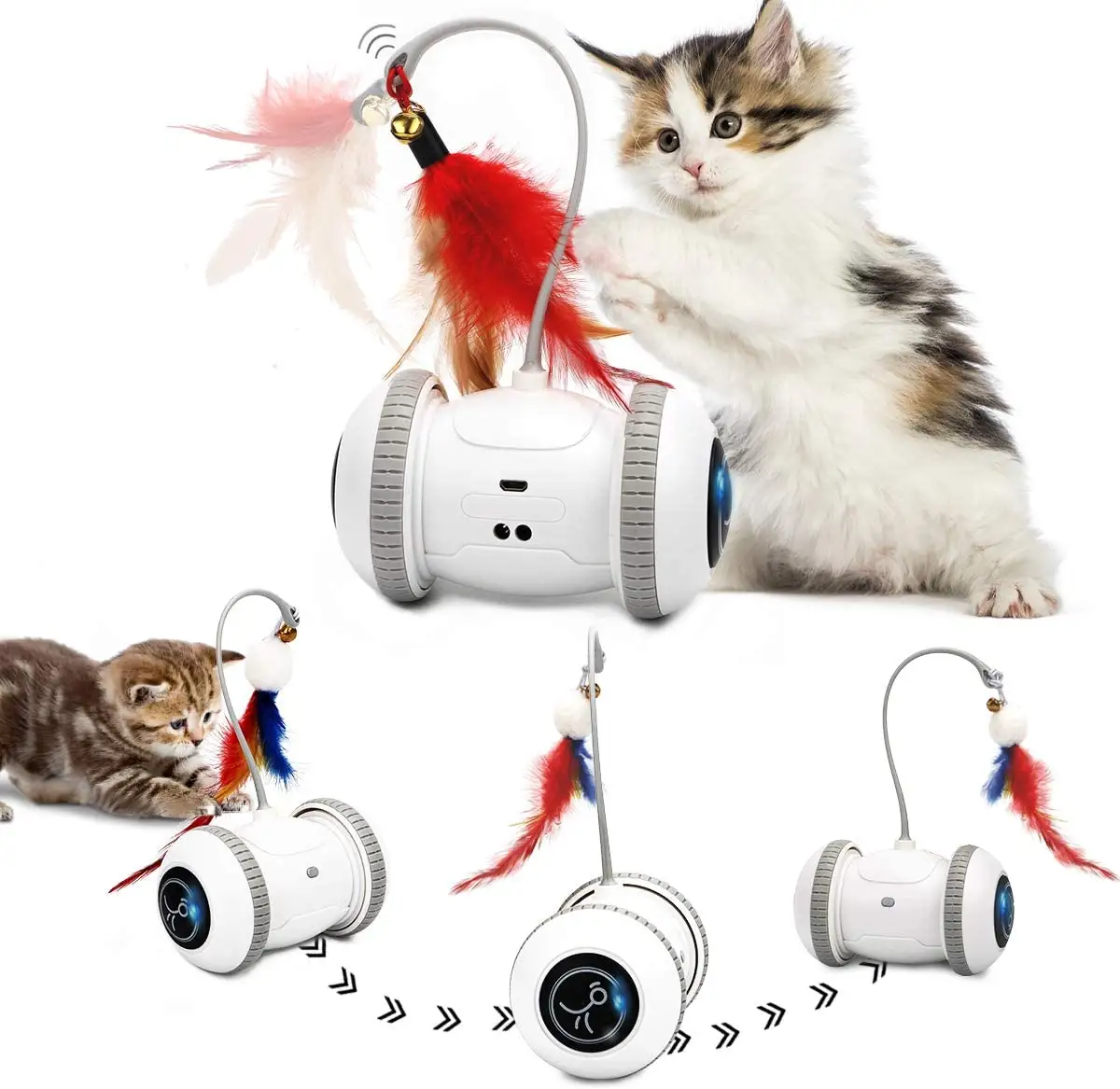Luce a LED rotazione di 360 gradi giocattolo interattivo per gatti ricaricabile automatico irregolare giocattoli per gatti in movimento per interni