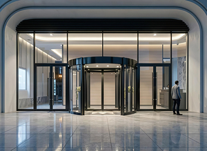 Porte tournante automatique moderne en verre de Guangzhou, double battant, à vision intégrale, coupe-vent, pour hall d'hôtel, bureau, <span class=keywords><strong>tour</strong></span> commerciale, entrée commerciale - Product Image 5