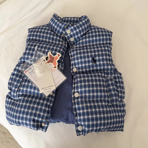 Unrulyspoor Children's Plaid Winter Vest Thickened Blue Boys Warm Coat With Label Size M - Product Image 1