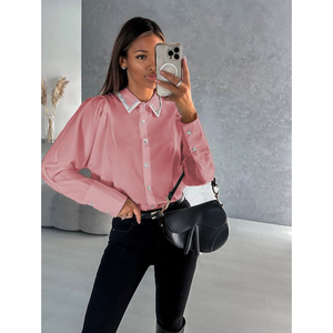 Blusa de Moda Primavera-Verano con Botones y Manga Larga Holgada para Mujer, Camisa Casual de Negocios - Product Image 4