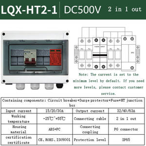 DC500V Economic 1-in-1-out, 2-in-1-out, 2-in-2-out Solar PV DC <span class=keywords><strong>Comer</strong></span> Box IP65 carcasa de plástico ignífuga - Product Image 5