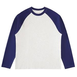 T-shirt à manches longues en coton 230g avec manches raglan |   T-shirt décontracté uni à col rond pour homme, coupe ample et respirante - Product Image 5