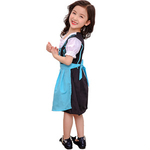 Girls Bavarian Traditional Dirndl <b>Dress</b> Red Blue Stage Performance Dance Costume Spandex Kids Folkwear - Product Image 3