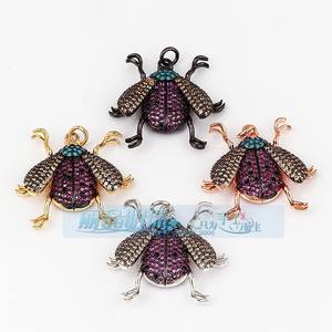 Bijoux bricolage <span class=keywords><strong>en</strong></span> cuivre plaqué or couleur Zircon pendentif accessoires insectes série mites Tenebrae coccinelles abeilles pendentifs - Product Image 4