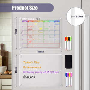 2 ensembles de tableau blanc magnétique en acrylique haute transparence avec 6 marqueurs de couleur, 3 mm d'épaisseur, retour à l'école - Product Image 6
