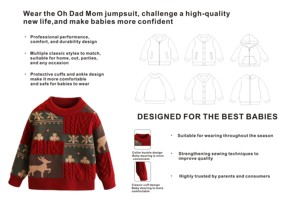 Best-seller <span class=keywords><strong>Pull</strong></span> de Noël jacquard à manches longues et col rond en coton biologique pour bébé - Product Image 4