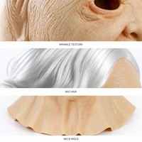 Masque de tête entière en silicone latex pour personnes âgées, masque réaliste de vieil homme avec rides, costume d'Halloween pour adultes, 5 styles