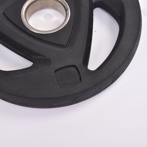 Discos de Peso para Barra Ergonómica Get-Fit <span class=keywords><strong>Gym</strong></span> <span class=keywords><strong>Power</strong></span>, de Hierro Fundido con Revestimiento de Goma Negra, con 3 Orificios, de Uretano - Product Image 3