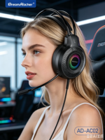 Auriculares para Juegos Dream Kacher con Micrófono para PC, Diseño Sobre la Oreja, Cancelación Activa de Ruido (ANC), Resistentes al Agua IPX-5, Cable USB de 2 Metros