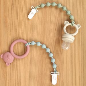 Nuova fabbrica senza BPA in Silicone con zampa per ciuccio a catena giocattolo morbido porta ciuccio per bambini con Clip in plastica giocattolo per dentizione multicolore - Product Image 2