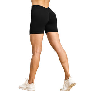 Pantalones cortos sin costuras con cintura trasera en <span class=keywords><strong>V</strong></span>, novedad en pantalones cortos de entrenamiento para gimnasio con logotipo personalizado para mujer - Product Image 4
