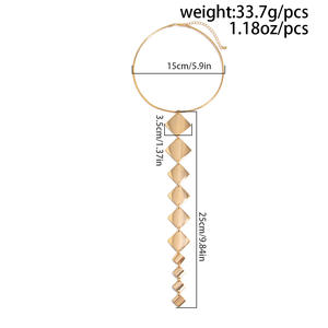 GT สร้อยคอจี้รูปสี่เหลี่ยมขนมเปียกปูนรูปทรงเรขาคณิตยาวแฟชั่นเรียบง่ายชิ้นกลมประกบกับสร้อยคอคอพู่ - Product Image 5