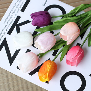 Flores Artificiales de Tulipán de Poliuretano Color Rosa Claro, Mini Ramo para Decoración del Hogar y Accesorios de Boda - Product Image 2