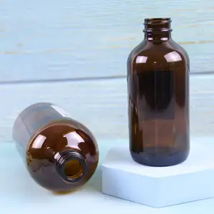 120ml 250ml 500ml 1000ml brown beverage glass juicer bottle with metal lids whisky Boston Round glass bottle