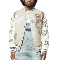 Blouson Oem personnalisé en chenille avec broderie du logo universitaire Letterman veste Hip Hop Streetwear blouson d'aviateur à boutons vintage en cuir pour hommes