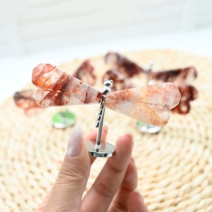 Natural Red Fire Quartz Dragonfly Polished <b>Crystal</b> Dragonfly Ornament Popular Birthday Holiday Gift - Product Image 1