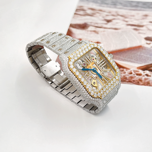 Reloj de hombre personalizado con esqueleto hueco y diamantes de moissanita, estilo hip-hop deportivo, pasa la prueba del diamante. - Product Image 2