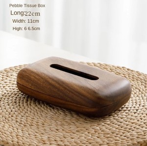 Modern Walnut Solid Wood Eco-Friendly Multi-Purpose Tissue Box Pebble Holder Handmade Hanging Organizer for Home Office Table - Product Image 4