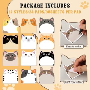 12 pcs/set Forma Do Gato Dos Desenhos Animados Notepad auto-adesivo Nota de mensagem Forma irregular Adesivo decorativo personalizável