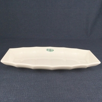 Assiette Créative Nordique en Mélamine de Qualité Alimentaire Écologique, Forme Irrégulière Allongée, avec Décalque Logo Restaurant, en Céramique et Plastique