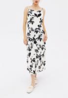 Robe trapèze élégante pour femmes, bretelles spaghetti, motif floral noir, longue robe maxi décontractée pour l'automne, vacances, mode, en mousseline