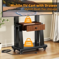 Stand TV Lantai Universal yang Dapat Disesuaikan Tingginya dengan Dudukan dan Roda untuk TV LCD LED OLED 32-86 Inci, Kamar Tidur, Ruang Tamu