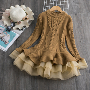 Abito Invernale in Maglia e Chiffon per <span class=keywords><strong>Bambina</strong></span>, <span class=keywords><strong>Vestito</strong></span> <span class=keywords><strong>Natalizio</strong></span> a Maniche Lunghe, Abbigliamento per Bambini, Vestiti per Ragazze, Abbigliamento per Capodanno - Product Image 4
