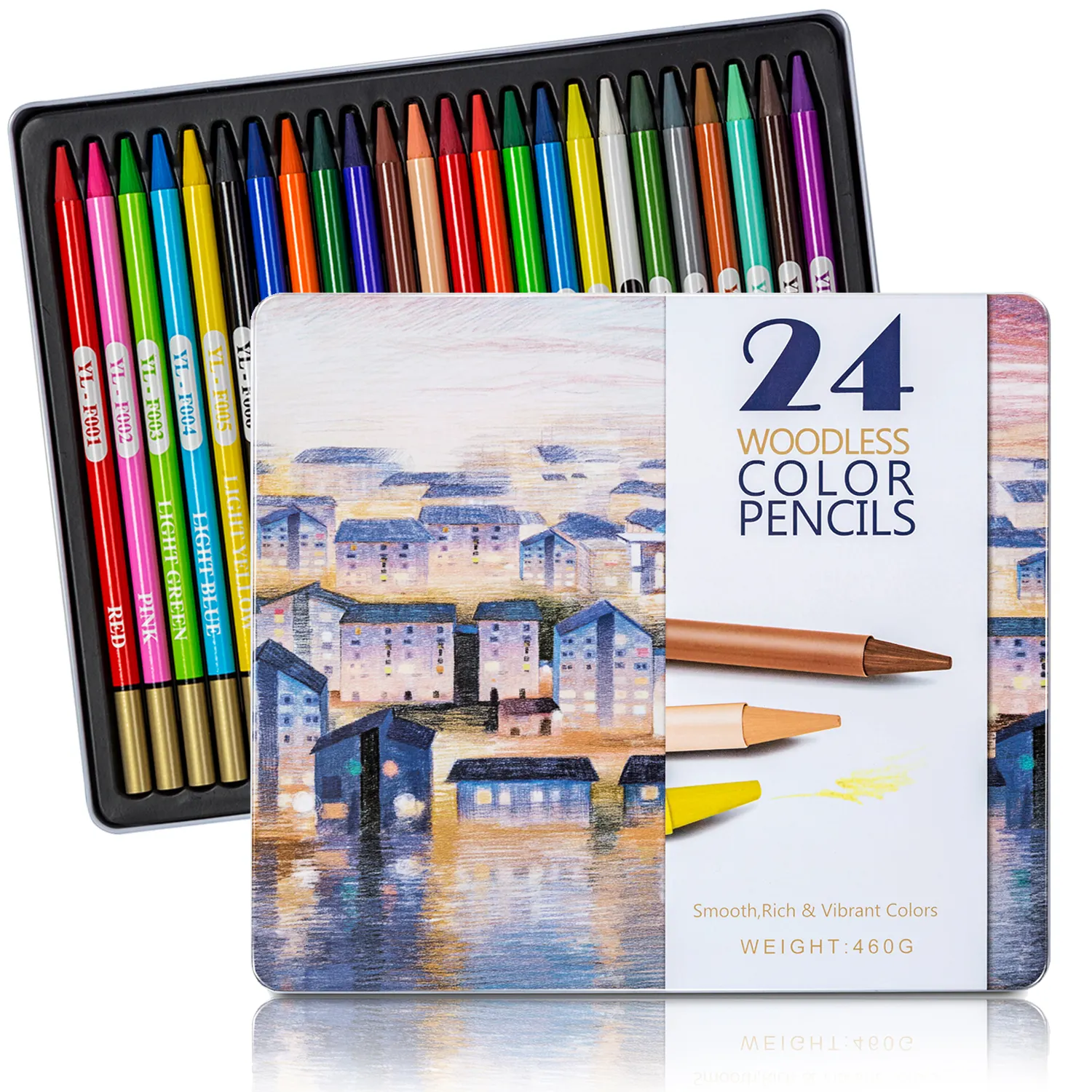 Drawing Pencil 24 Color Grease Marker Crayon Woodless Color Pencil Set