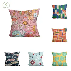 Wholesale Custom Polyester Printed Cushion Covers 45x45cm Home Decoration Throw Pillow Cases