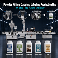 Ligne de production automatique de remplissage, bouchage et étiquetage de bouteilles de poudre de blanchiment pour café, avec vis sans fin 15-30 BPM