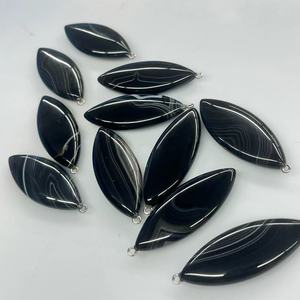 <strong>Black</strong> Agate 20X52MM Big Size Wheat Spike Horse-eye Leaf Shape 8mmt Gemstone <strong>Beads</strong> for Pendant Earring Jewelry Making - Product Image 4