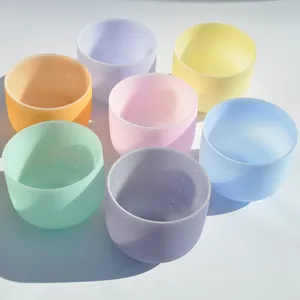 Quà Tặng Giáng Sinh Màu Pastel Frosted Quartz Pha Lê Hát Bowls Cho Chữa Lành Âm Thanh Bath Chakra Bowls