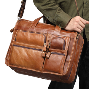 9913 Mens Genuine <strong>Leather</strong> Classic <strong>Soft</strong> Business <strong>Bag</strong> with Zipper Closure - Product Image 3