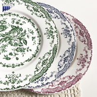 Assiette de table en céramique Rose Française, vaisselle domestique, motif classique, couleur émaillée, pour pâtes, salades, snacks, assiette de dîner occidentale