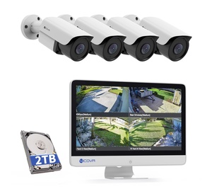 ระบบกล้องวงจรปิด 4COVR 8 ช่องทาง NVR ความละเอียด 4K พร้อมจอภาพ CCTV ขนาด 15.6 นิ้ว และกล้องวงจรปิด IP PoE 8MP AI รองรับการมองเห็นในเวลากลางคืน จำนวน 4 ตัว สำหรับบ้านและร้านค้า - Product Image 1