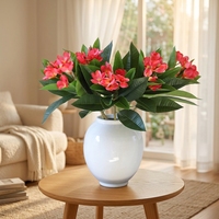 Bunga Plumeria Frangipani Buatan Tangan Premium Sentuhan Asli Eropa Tangkai Panjang 62cm Laris Manis untuk Dekorasi Rumah dan Pernikahan