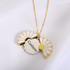 Custom Engraved Name Open <strong>Locket</strong> Daisy Flower Pendant Stainless Steel Choker Necklace Sunflower Necklaces for Women <strong>Men</strong> - Product Image 1