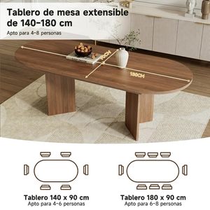 Table à manger ovale extensible moderne SENYU, plateau en bois, pieds en bois, design scandinave, 6 places, meubles pour la maison - Product Image 5