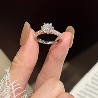Bague Solitaire Française en Argent Sterling 925 avec Moissanite 1 Carat, Bague Ouverte Ajustable
